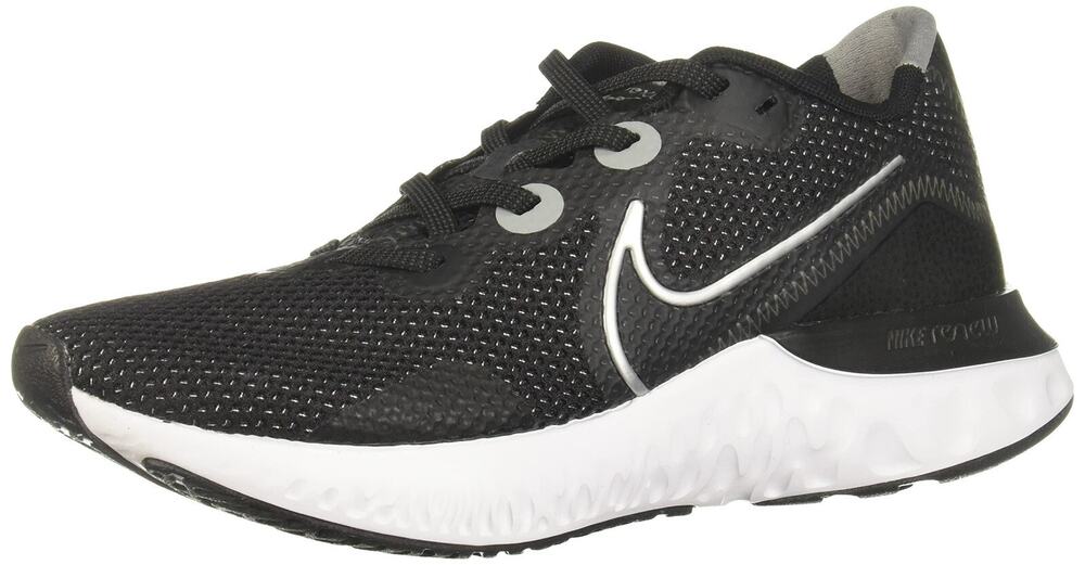 NIKE RENEW RUN LOW TRAINERS WOMEN SHOES Black Metallic Silver White Size 9 M
